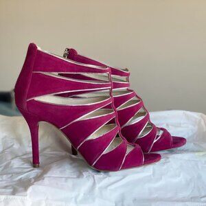 Michael Kors MK Strappy Heels open toe Pink Barbie Magenta silver